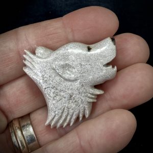 Howling Wolf Head Carved Antler Pin