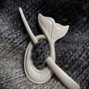 Celtic Carved Bone Shawl Pin Whale Tail Hair Pin